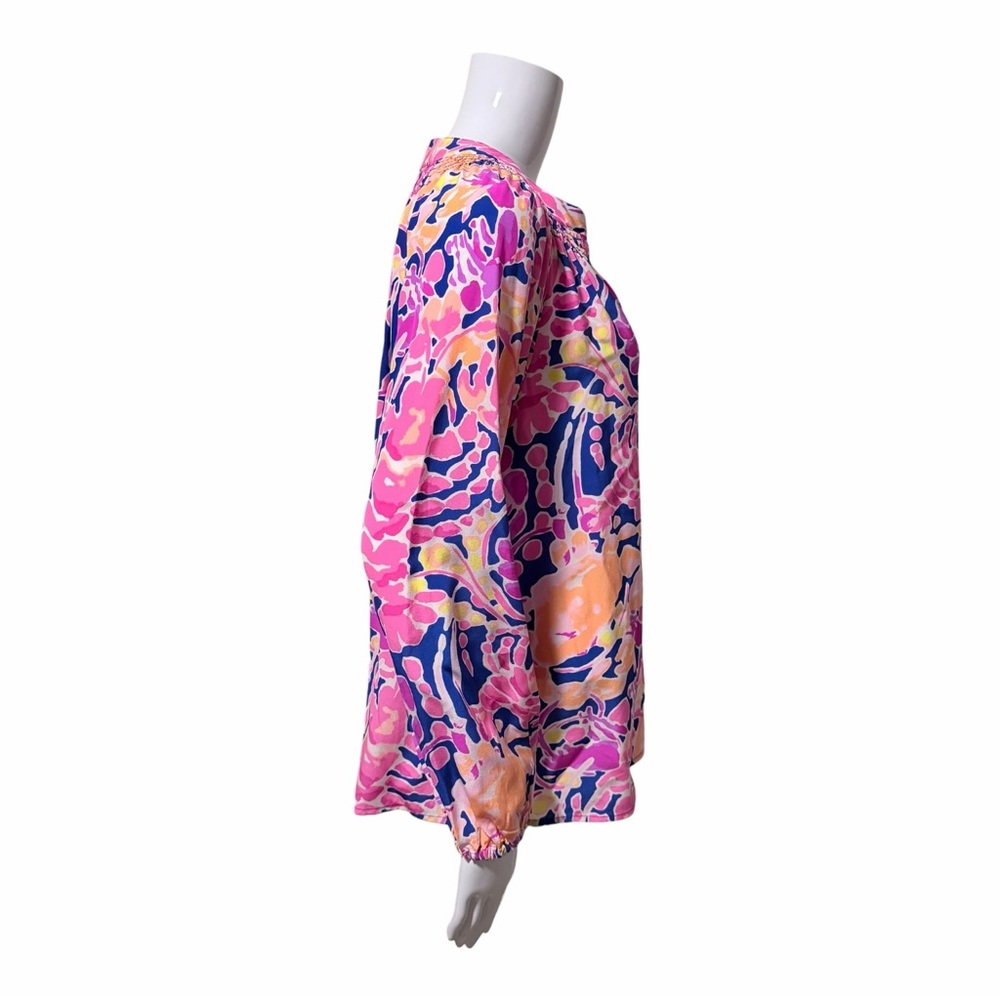 Lilly Pulitzer Elsa Silk Blouse Catch and Release Size Small Cape COD - Picture 3 of 9